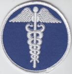 Caduceus White on Blue 3" round patch